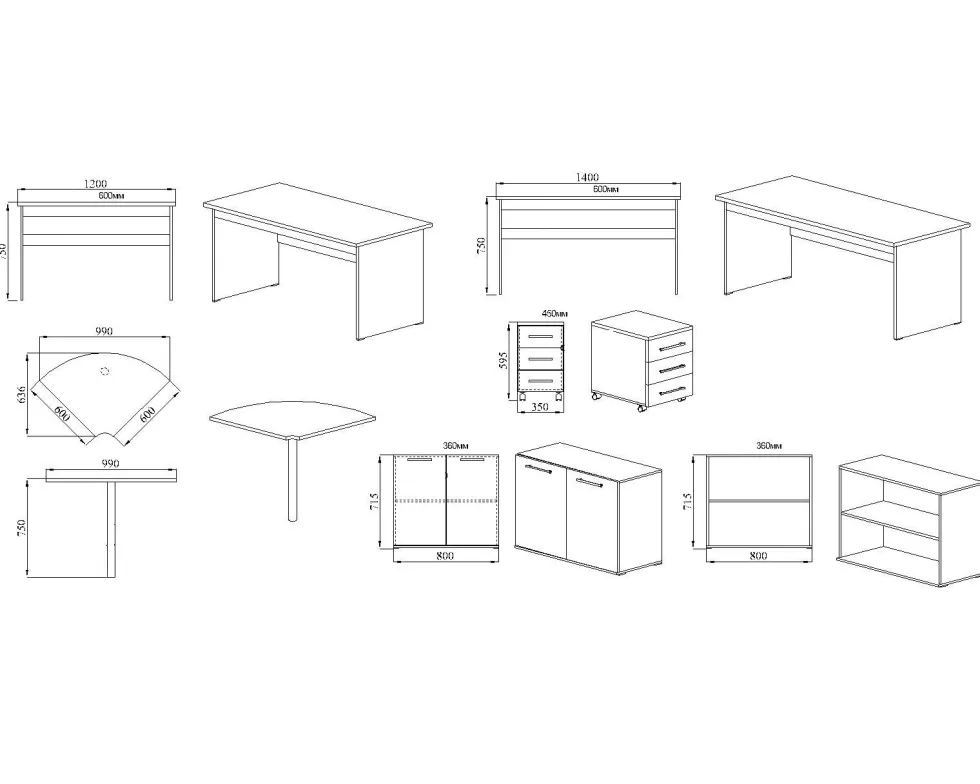 Arredamento da ufficio rovere e grigio UI7