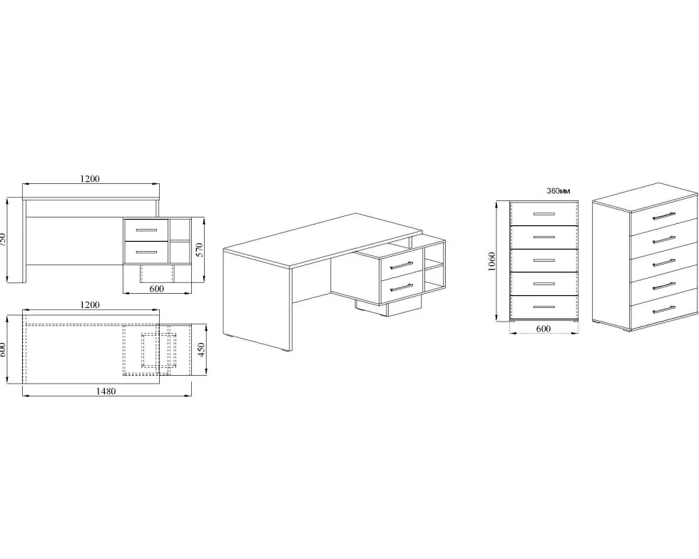 Arredamento per ufficio rovere e grigio UI11