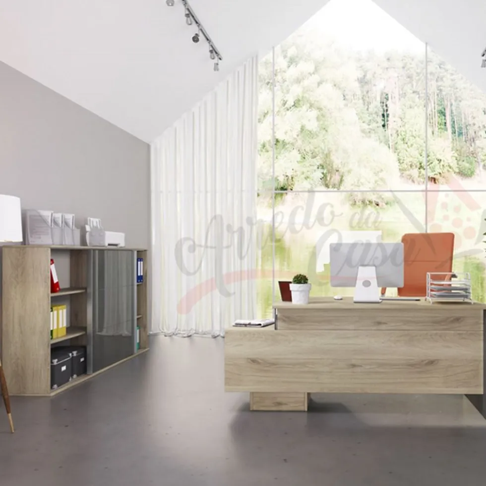 Arredamento ufficio moderno rovere e grigio UI14