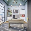 Arredo per ufficio rovere e grigio lucido UI9