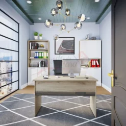 Arredo per ufficio rovere e grigio lucido UI9