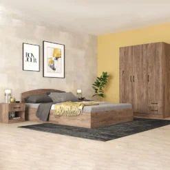 Camera da letto completa con letto alla francese 140x190 cm marrone CMG40