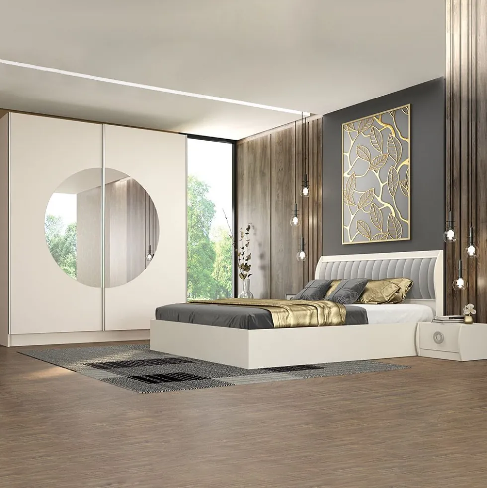 Camera da letto completa con letto contenitore 160x200 cm color Cashmere CMG8