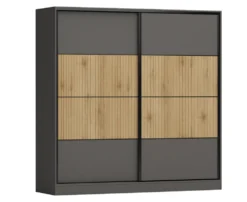 Camera da letto completa con letto contenitore 160x200 cm rovere cannettato e grafite CMG50