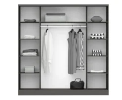 Camera da letto completa con letto contenitore 160x200 cm rovere cannettato e grafite CMG50