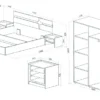Camera da letto completa con letto contenitore 140x200 cm bianco lucido e noce CDLU39