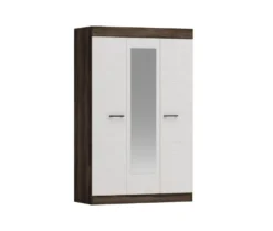 Camera da letto completa con letto contenitore 160x200 cm wengè e lino bianco CMG3