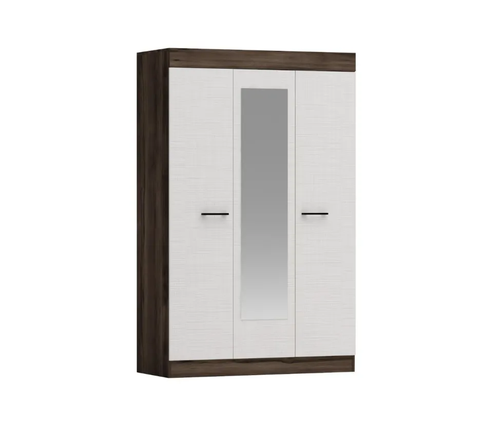 Camera da letto completa con letto contenitore 160x200 cm wengè e lino bianco CMG3