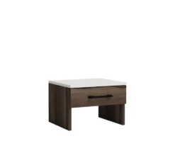 Camera da letto completa con letto contenitore 160x200 cm wengè e lino bianco CMG3
