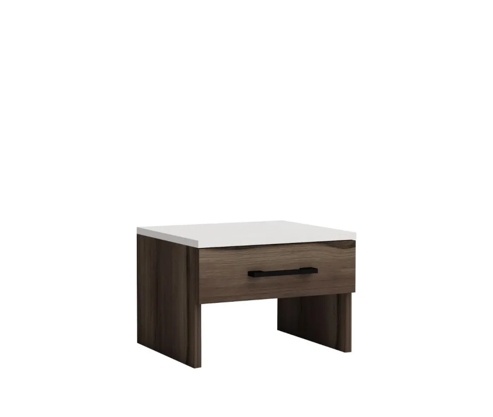 Camera da letto completa con letto contenitore 160x200 cm wengè e lino bianco CMG3