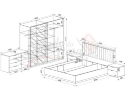 Camera da letto completa legno e antracite CDLI36
