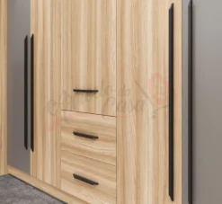 Camera da letto completa legno naturale e grigio chiaro CDLI37