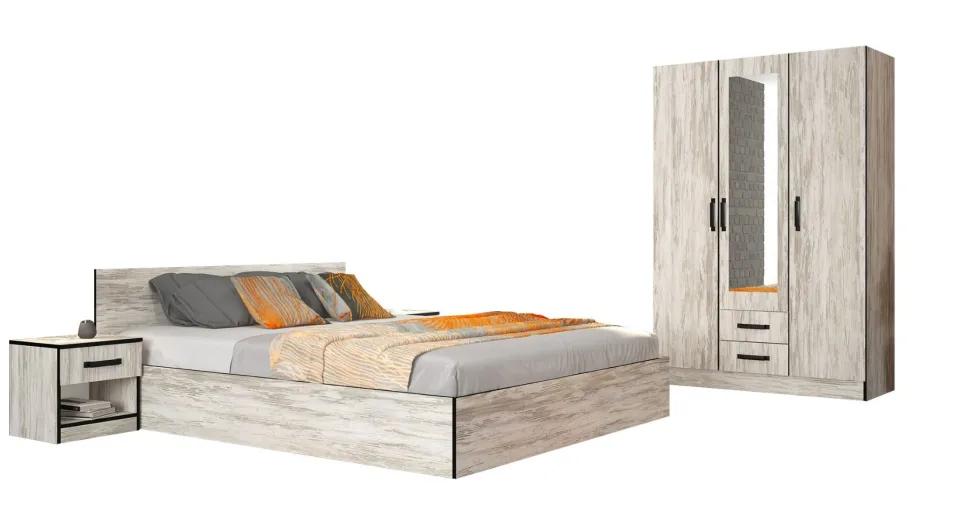 Camera da letto completa moderna bianco legno CMG47