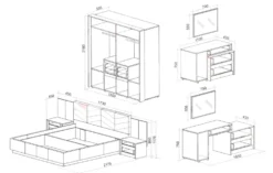Camera da letto completa moderna 160x200 grafite beige noce CDLU36