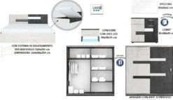 Camera da letto completa moderna 160x200 cm bianco opaco e nero opaco CMG12