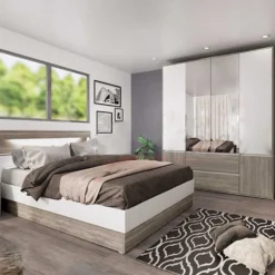 Camera da letto completa rovere e bianco CDLI7009