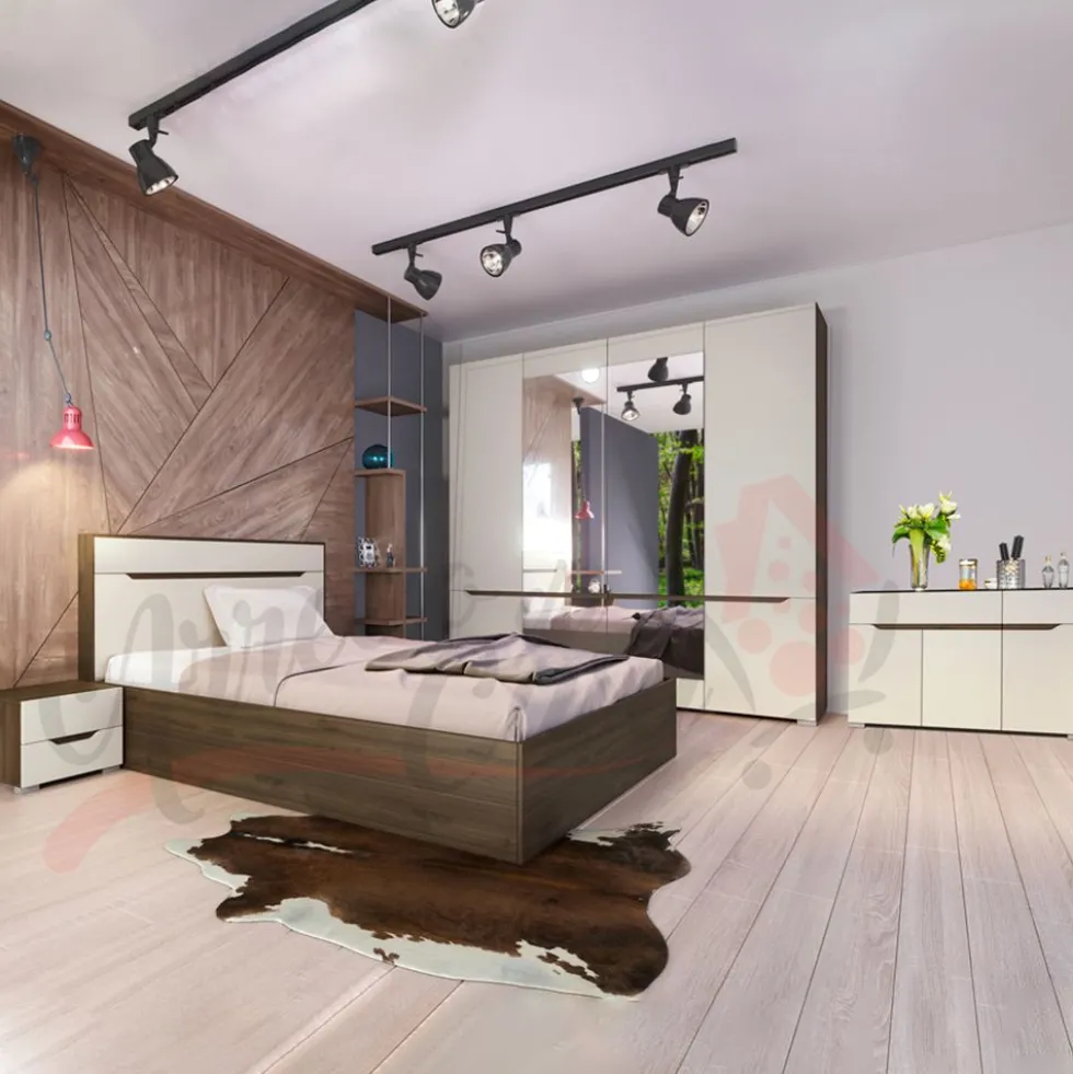 Camera da letto completa rovere scuro/grigio chiaro CDLI7035