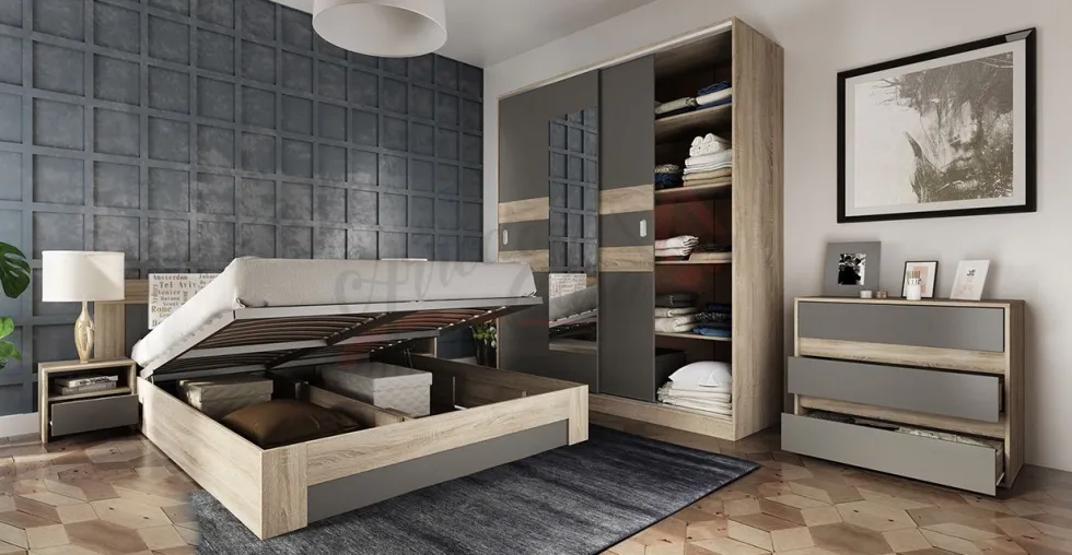 Camera da letto completa rovere/grigio CDLI7024