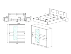 Camera da letto completa rovere/grigio CDLI7024