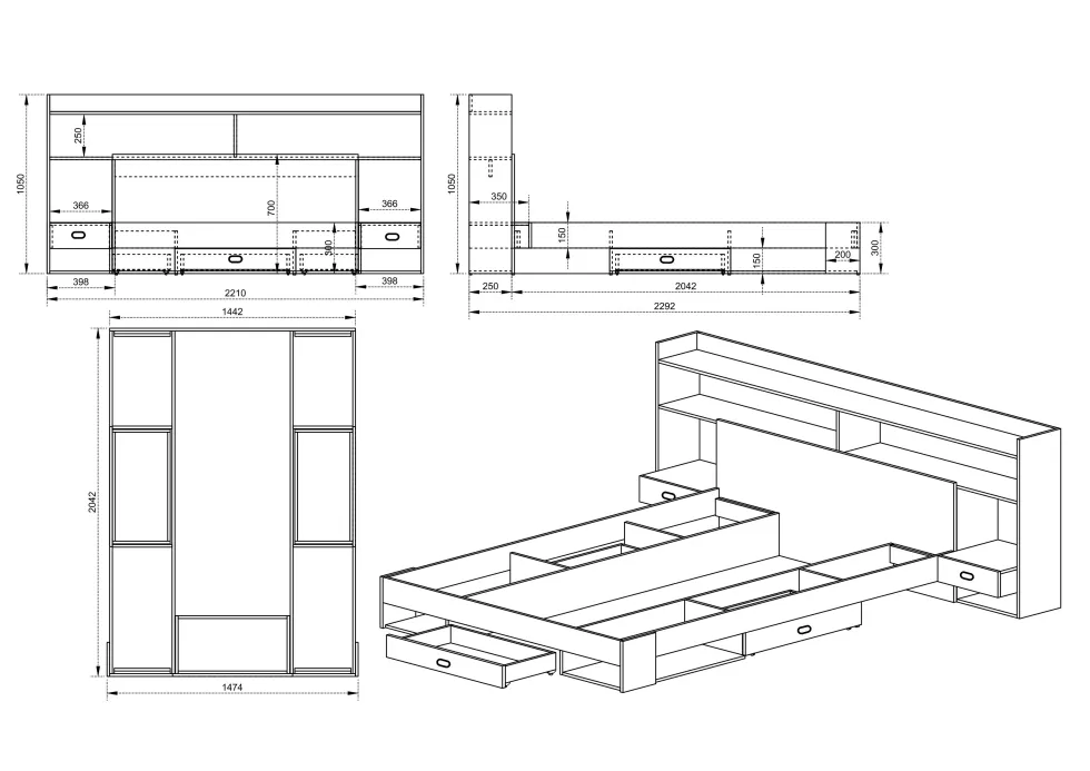 Camera da letto completa rovere naturale CDLI6