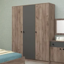Camera da letto completa 160x200 cm in marrone e antracite CDMG1