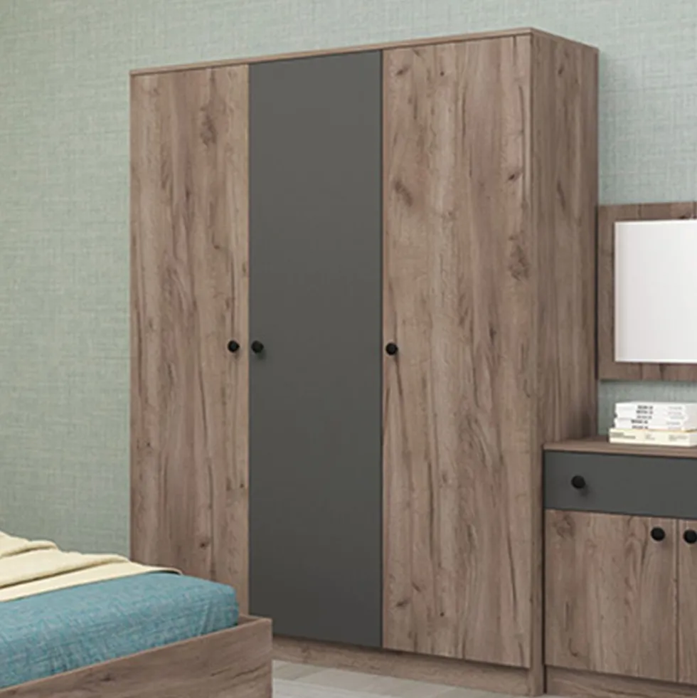 Camera da letto completa 160x200 cm in marrone e antracite CDMG1