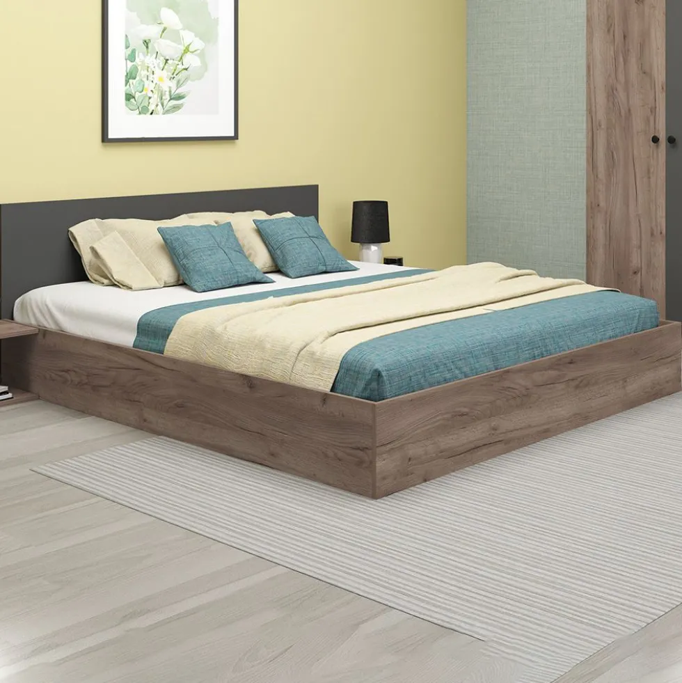 Camera da letto completa 160x200 cm in marrone e antracite CDMG1