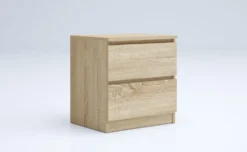 Camera da letto completa 160x200 con comò design moderno effetto legno sonoma CMG45
