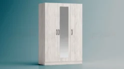 Camera da letto completa 160x200 con comò design moderno effetto legno bianco CMG45