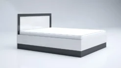 Camera da letto completa 160x200 con comò e specchio effetto laccato bianco lucido e antracite CMG44
