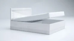 Camera da letto completa 160x200 con comò e specchio effetto laccato bianco lucido CMG44