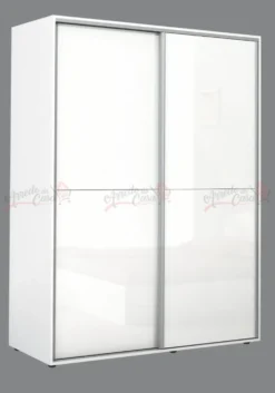 Camera da letto completa 160x200 con comò e specchio effetto laccato bianco lucido CMG44