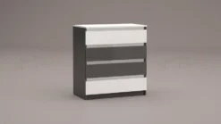 Camera da letto completa 160x200 con comò design moderno laccato bianco lucido e antracite CMG45