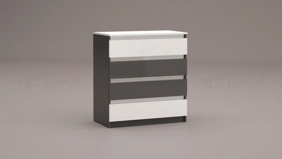 Camera da letto completa 160x200 con comò design moderno laccato bianco lucido e antracite CMG45