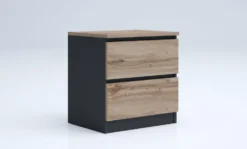 Camera da letto completa 160x200 con comò design moderno effetto legno rovere e antracite CMG45