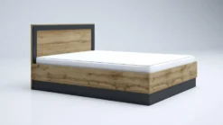 Camera da letto completa 160x200 con comò e specchio effetto legno rovere e antracite CMG44