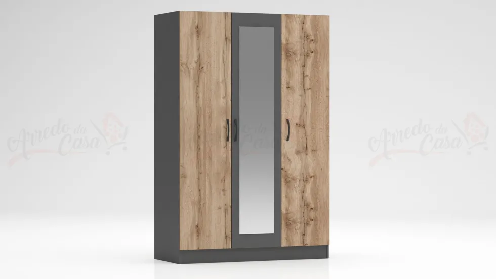 Camera da letto completa 160x200 design moderno effetto legno rovere e antracite CMG39