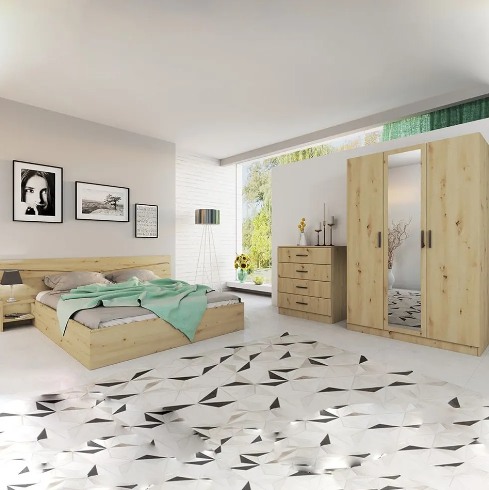 Camera da letto matrimoniale completa 160x200cm colore Rovere CDLI40
