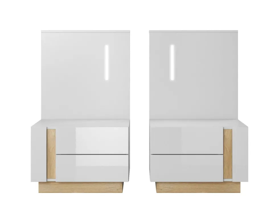 Camera da letto matrimoniale completa moderna bianco con dettagli rovere CDLLK1