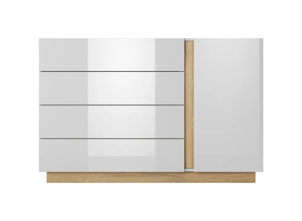 Camera da letto matrimoniale completa moderna bianco con dettagli rovere CDLLK1