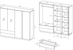 Camera da letto matrimoniale completa moderna bianco con dettagli rovere CDLLK1