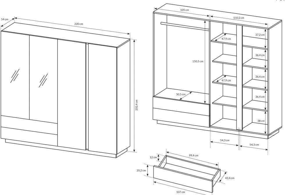 Camera da letto matrimoniale completa moderna bianco con dettagli rovere CDLLK1