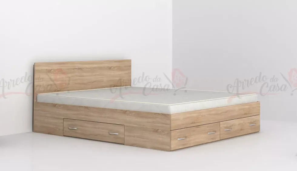 Camera da letto matrimoniale 160x200 completa effetto legno sonoma CMG43