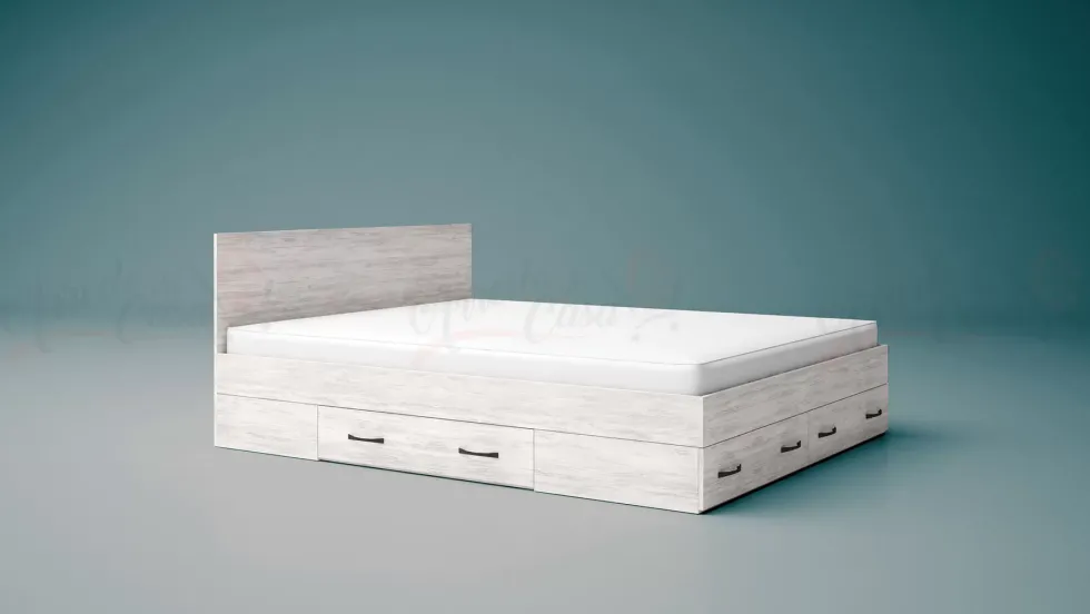 Camera da letto matrimoniale 160x200 completa effetto legno bianco CMG43