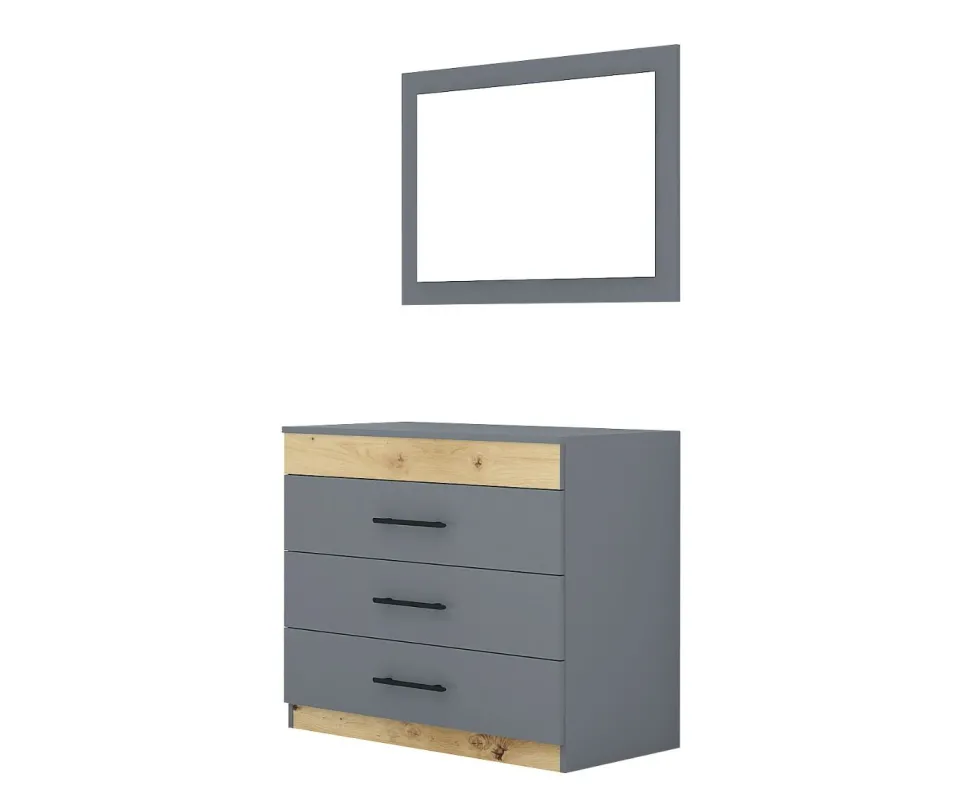 Camera da letto moderna completa 160x200 cm grafite e rovere CMG15