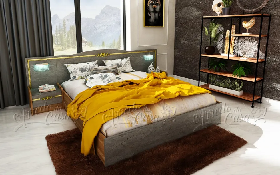 Camera da letto rovere e grigio CDLU30