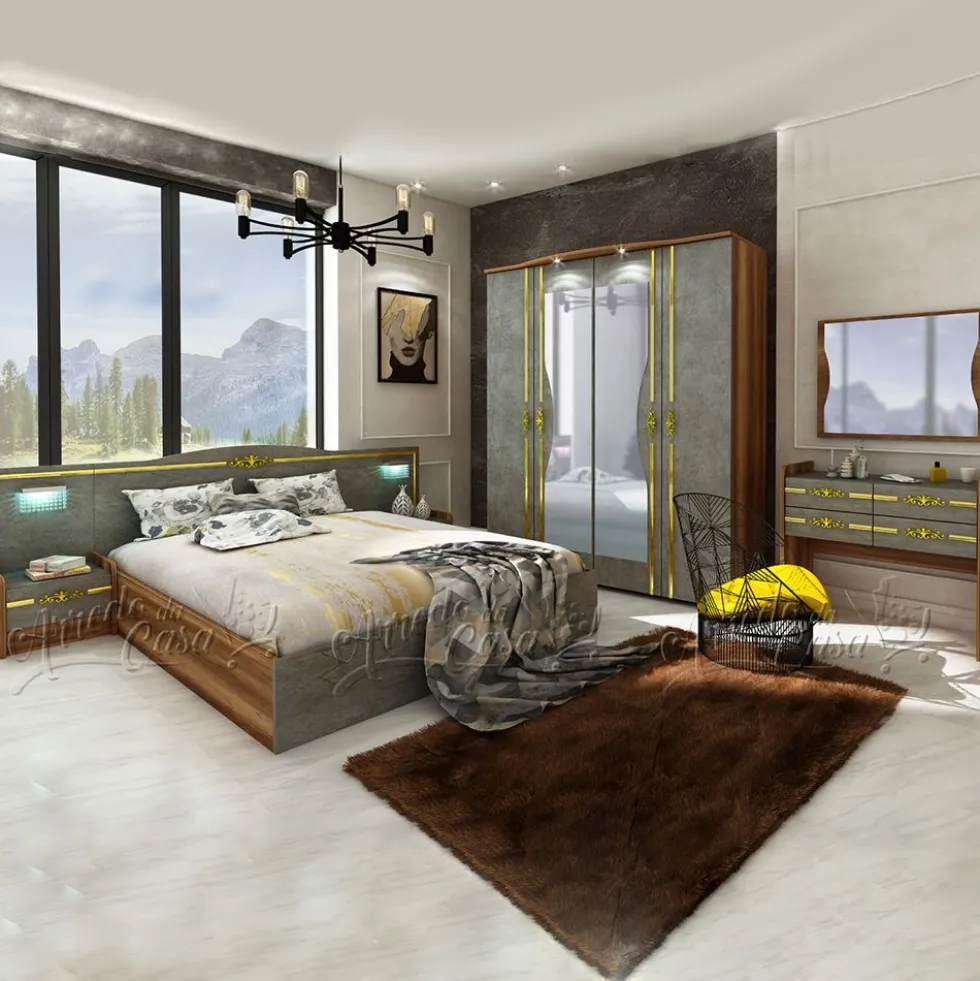 Camera da letto rovere e grigio CDLU30