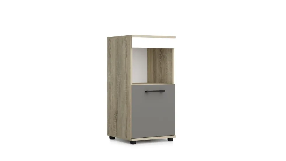 Cameretta completa con letto a castello contenitore 90x200 cm in rovere, antracite e bianco CBG11