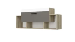 Cameretta completa con letto a castello contenitore 90x200 cm in rovere, antracite e bianco CBG11