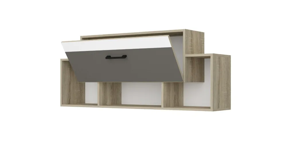 Cameretta completa con letto a castello contenitore 90x200 cm in rovere, antracite e bianco CBG11